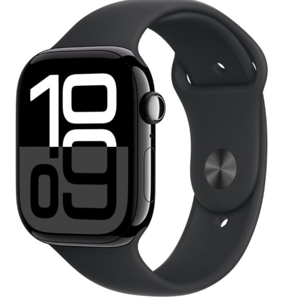Apple Watch Series 10 46mm (GPS) (MWWQ3, Jet Black Aluminum with Black Sport Band - M/L)