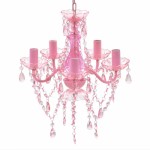 vidaXL Lampu Kristal 5 Bohlam Lampu Gantung Warna Pink untuk Penerangan Rumah