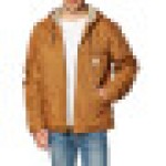 Carhartt Jaket Pria Loose-Fit Kanvas Dicuci dengan Fleece Sherpa (Ukuran Besar) Jaket Kerja Warna Cokelat Carhartt (Ukuran AS)