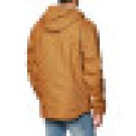 Carhartt Jaket Pria Loose-Fit Kanvas Dicuci dengan Fleece Sherpa (Ukuran Besar) Jaket Kerja Warna Cokelat Carhartt (Ukuran AS)