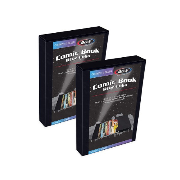 BCW Comic Book Stor-Folio | Kotak Penyimpanan Komik Portabel untuk Komik Edisi Sekarang dan Silver Age | Penutup Magnetik yang Aman | Ideal untuk Konvensi Komik