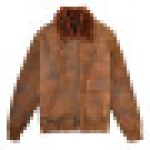 (Cokelat, Ukuran M) Jaket Penerbang Pria dari Kulit Domba Asli, Cokelat Vintage dengan Wol Merino Kuning Jahe, Klaus