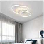 (Bentuk Hati Putih, 50cm) Lampu Plafon LED Awan Hati Putri Modern, Dapat Disesuaikan Kecerahannya, Cocok untuk Kamar Anak, Kamar Gadis, Dekorasi Ruang Tamu, Lampu Gantung, Lampu Peri