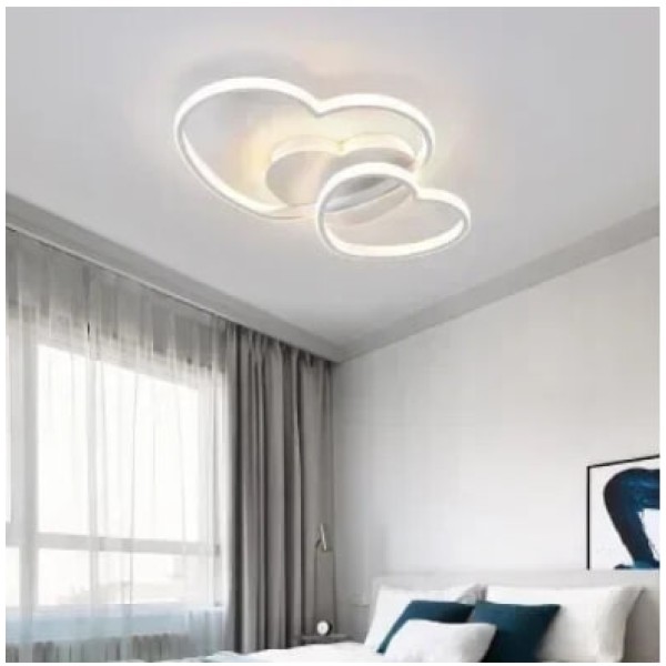 (Bentuk Hati Putih, 50cm) Lampu Plafon LED Awan Hati Putri Modern, Dapat Disesuaikan Kecerahannya, Cocok untuk Kamar Anak, Kamar Gadis, Dekorasi Ruang Tamu, Lampu Gantung, Lampu Peri