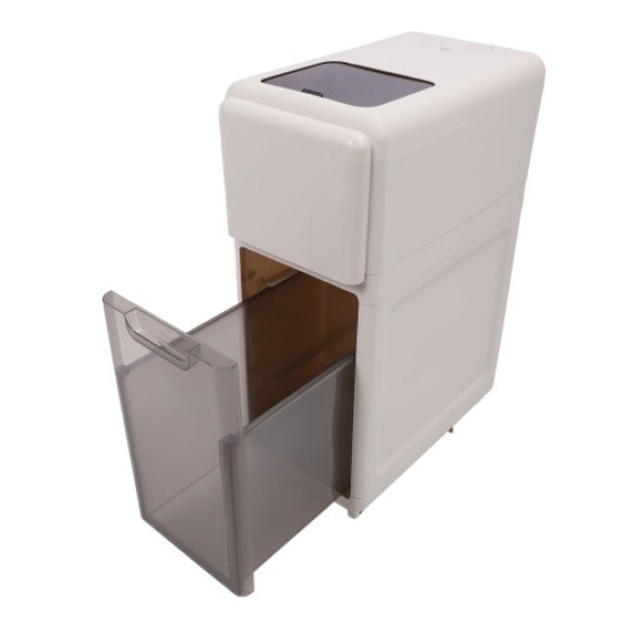 Lemari Penyimpanan Plastik 2 Lapisan Ramping dengan Roda untuk Beras dan Makanan, Bahan PP PET