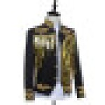 Men's Jacket Blazer, Singer Sequin Gold and Silver Host Outfit, Nightclub Stage Event Star Singer Dancer Jacket
