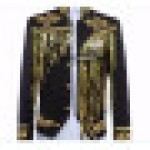 Men's Jacket Blazer, Singer Sequin Gold and Silver Host Outfit, Nightclub Stage Event Star Singer Dancer Jacket