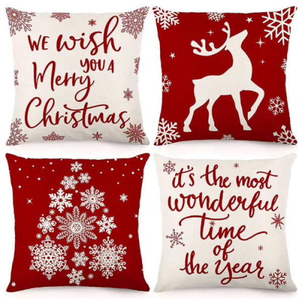 Sarung Bantal Natal 18x18 Set 4 Dekorasi Natal