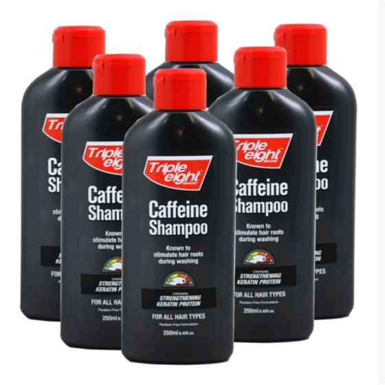 Shampo Kafein Triple Eight, Cocok untuk Semua Jenis Rambut, 250ml (Paket 6)