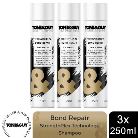 Shampo Toni & Guy Kekuatan & Perbaikan (Dengan Teknologi StrengthPlex) 250ml, Paket 3