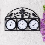 Jam Dinding Vintage Chic Charles Bentley Warna Abu-abu Tua dengan Termometer dan Higrometer