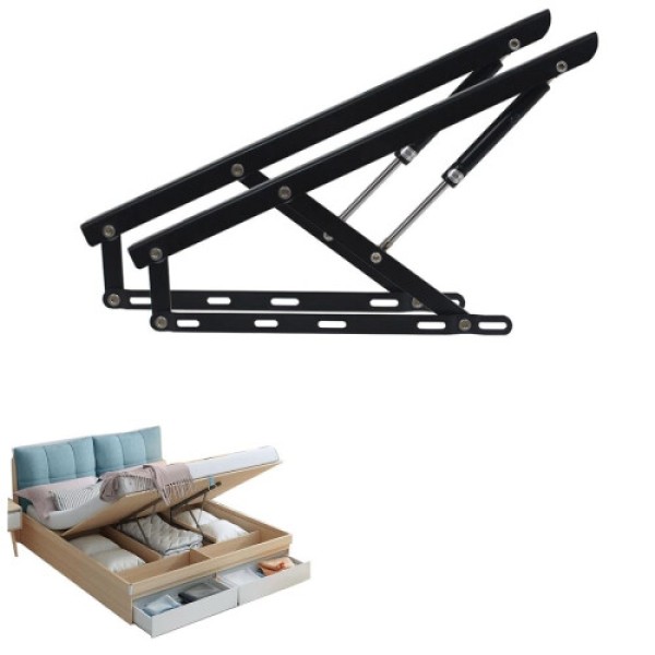 Betthebesatz 2個セット 空圧式ベッドリフト機構、収納ボックス用ガススプリングサポート、1200mm ブラック