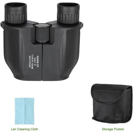 10x25 Compact Waterproof Binoculars, Suitable for Adults and Children, with Night Vision FMC Lenses, Ideal for Bird Watching, Travel, and Hunting
