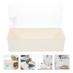 Beige PP Kitchen Utensil Storage Box, Dustproof & Drainable, 1 Piece
