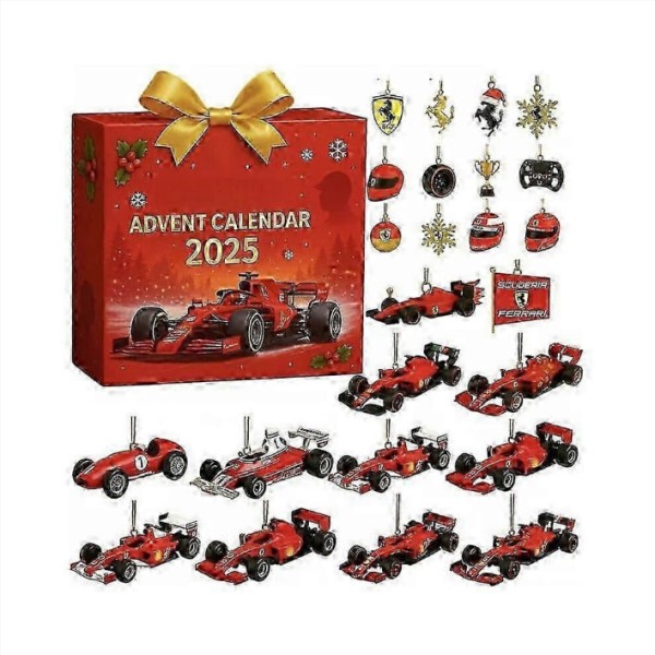(D)25-26 Kalender Advent F1 Kalender Advent Hadiah Natal Kotak Buta Tema Balap