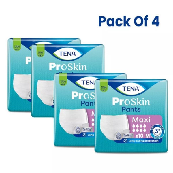 TENA Proskin Adult Diapers - Medium - Box of 4 Packs, 10 Pieces per Pack