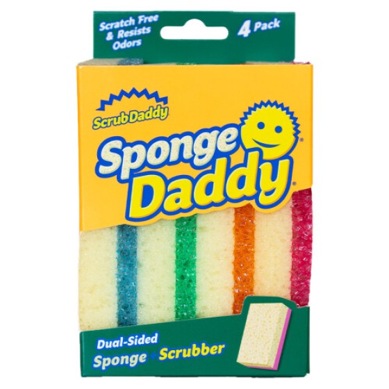 Scrub Daddy Sponge Daddy Spons Dua Sisi Pembersih Serbaguna, Tidak Menggores, untuk Mencuci Piring dan Membersihkan Kamar Mandi