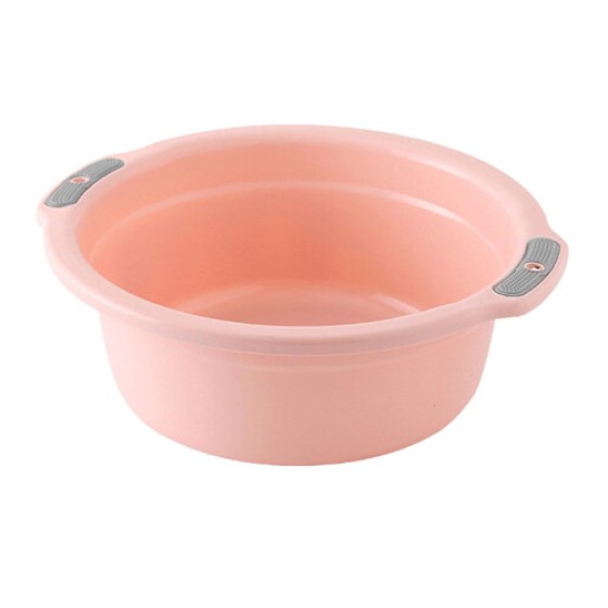 Baskom Cuci Plastik Serbaguna untuk Kamar Mandi Rumah, Ringan dengan Desain Gradasi Ganda, Warna Merah Muda Persik Kecil