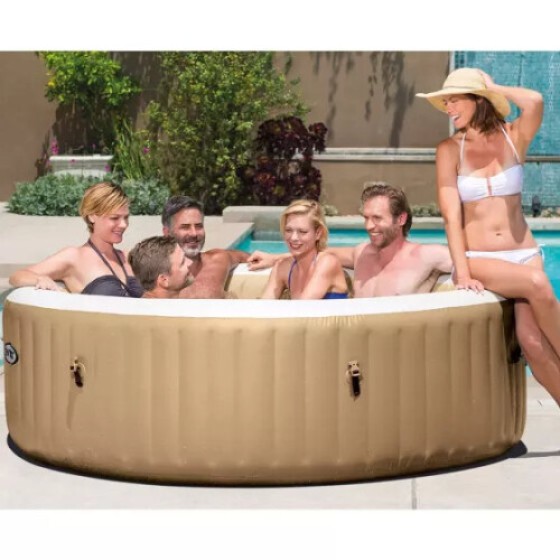 Intex PureSpa Bak Pijat Gelembung 6 Orang Inflatable Hot Tub Sahara Tan