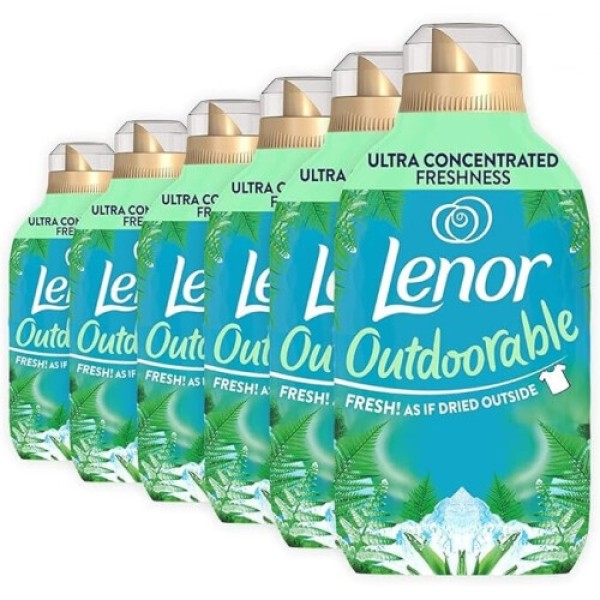 LENOR Outdoor Fabric Softener, 35 washes needed, 490 ml, extra-strong fresh scent, 100% recyclable bottle, 6-bottle pack