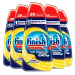 Finish All-in-1 Max Lemon Dishwasher Gel, 700 ml, 5-Pack (140 Washes) - Fast-Dissolving, Degreaser Power, Shine & Protect