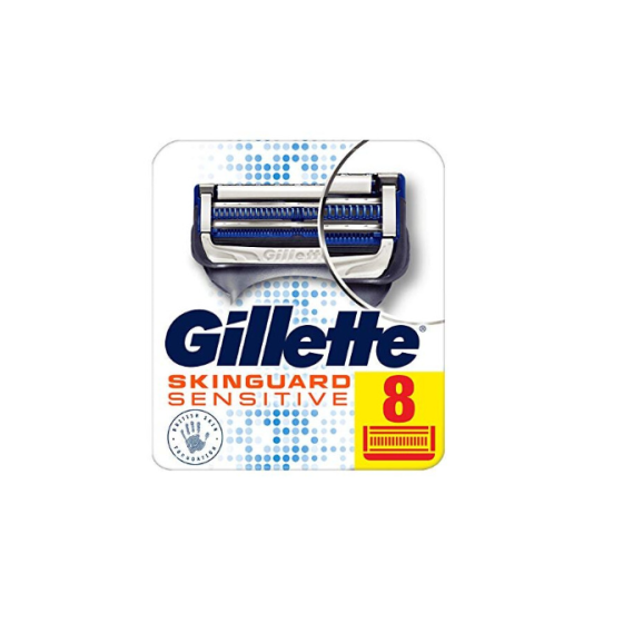 Pisau Cukur Gillette Pria untuk Kulit Sensitif, dengan Pemangkas Presisi, 8 Pisau Pengganti