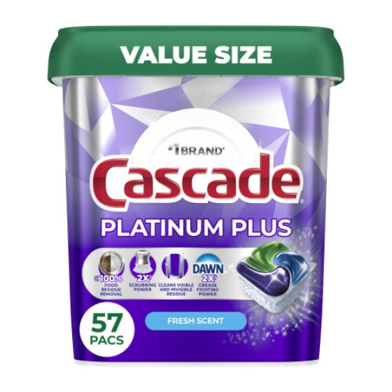 Cascade Platinum Plus Dishwasher Pods Dishwasher Detergent Dish Detergent Soap Fresh 57 Count