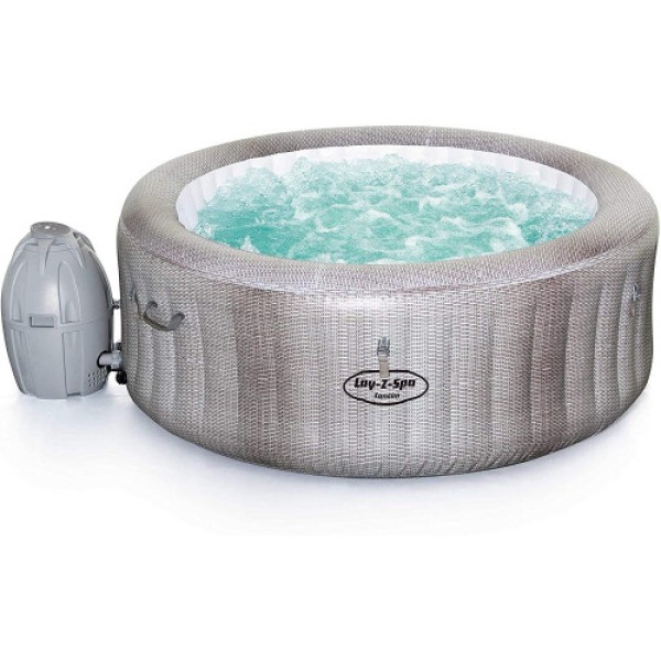 Bak Mandi Air Panas Lay-Z-Spa Cancun, Desain Rotan yang Elegan, Kolam Spa Tiup AirJet, untuk 2–4 Orang