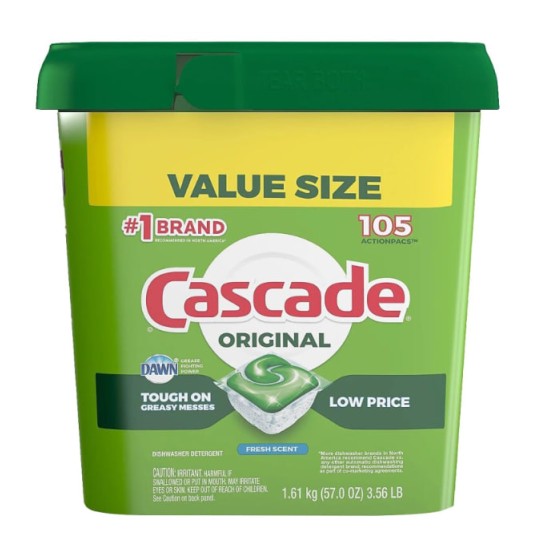 Cascade Dishwasher Pods Actionpacs Dishwasher Detergent Original Fresh 105 Count Packaging may vary