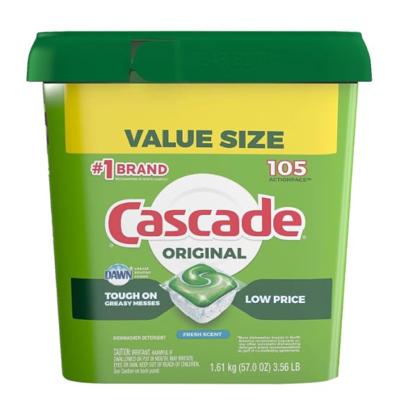 Cascade Dishwasher Pods Actionpacs Dishwasher Detergent Original Fresh 105 Count Packaging may vary