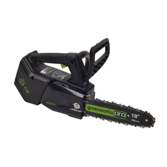 Greenworks 40V GD40TCS Gergaji Rantai Tanpa Kabel Brushless Tangan Tunggal – 25,4 cm (Baterai & Charger Tidak Termasuk)