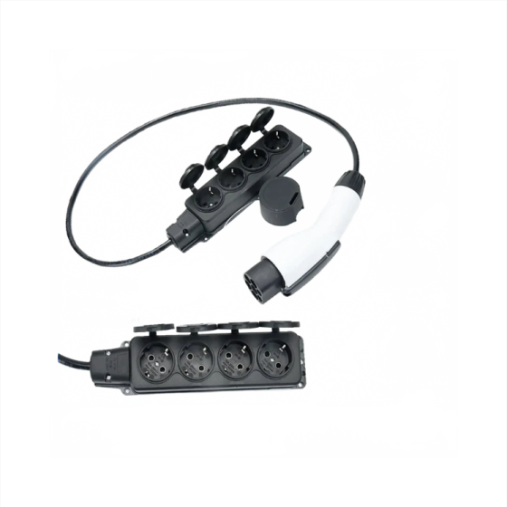 Konverter Charger EV Tipe 2 dengan Soket EU – Colokan Sisi Mobil Listrik 16A untuk Catu Daya Luar Ruangan, Kompatibel V2L