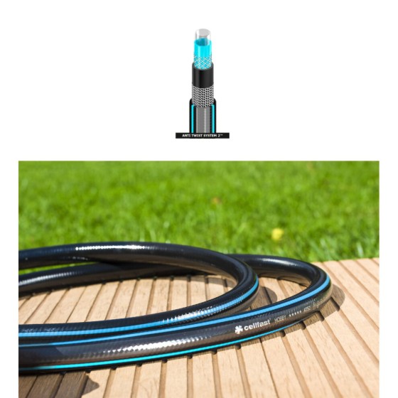 (3/4" 45m) Long Flexible Six Layer Garden Black Hose Hosepipe 1/2" / 3/4" / 1" Diameter