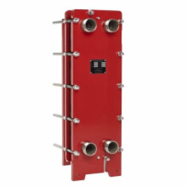 Penukar panas plat titanium, area 0.624 meter persegi, daya 102 kW.