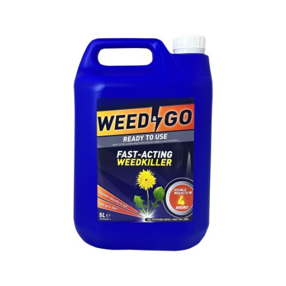 Weed & Go 5L Ready-to-Use Weedkiller - Formula Asam Asetat Cepat Tindakan untuk Mengendalikan Lumut & Gulma di Jalan Masuk, Jalan Setapak & Teras (Terlihat Hasil dalam 4 Jam)