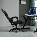 （グレー）回転式ゲーミングチェア 合成皮革 オフィスリクライニングチェア