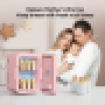 (4L Merah Muda) Kulkas Mini Cermin LED Portabel Kotak Es 4/8/10L UK