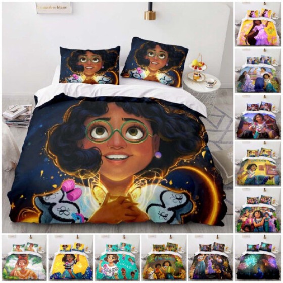 (Set Tempat Tidur Keramaian, 3PCS 180x200cm) Set Tempat Tidur Cetakan Encanto, Set Dekorasi Kamar Tidur Dua atau Tiga Potong