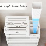 金属ワイヤーキッチン用具ホルダー、排水トレイ付きの黒いキッチンナイフホルダー、カウンタートップオーガナイザー