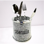 Crushed Diamond Silver Cutlery Jar 16cm