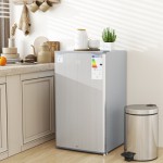 HOMCOM 91L Freestanding Under Counter Fridge with Lock Grey