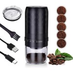 (ブラック) ポータブル バーコーヒーグラインダー 電動 40段階グラインド設定 円錐型バー 充電式コーヒー豆グラインダー クリーナーブラシ付き
