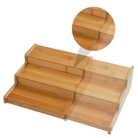 Bamboo Multi-Layer Kitchen Utensil Storage Rack, Practical Home Organizer, Eco-Friendly Material, Four-Layer Design