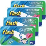 Isi Ulang Tisu Basah Flash Speedmop, Bahan Pembersih, Aroma Anggrek Liar, 96 lembar tisu (24 x 4 lembar)