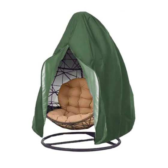 Penutup kursi, penutup kursi telur gantung, tahan air, pelindung kursi rotan, anti debu, kursi goyang gantung untuk luar ruangan (Hijau 115 x 190 cm)