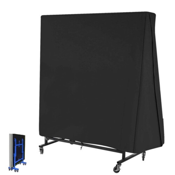 Penutup Meja Tenis Meja Luar Ruangan, Tahan Angin (165 x 70 x 185 cm, Hitam)