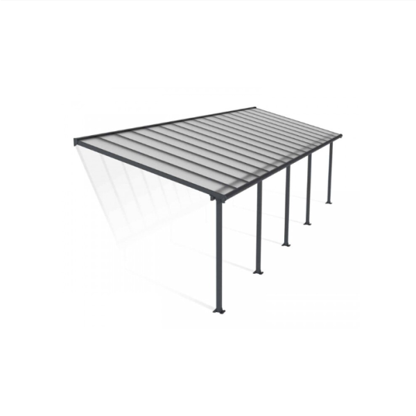 Penutup Patio Olympia 3 x 9,71 Transparan - Polikarbonat - L980 x W300 x H305 cm - Abu-abu