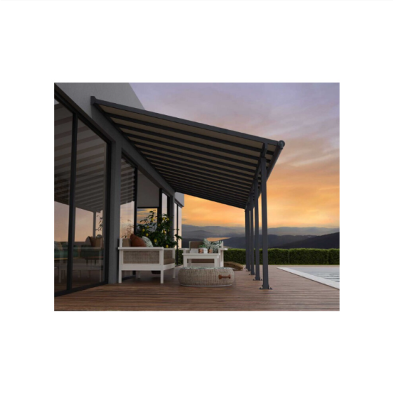 Penutup Patio Olympia 3 x 9,71 Transparan - Polikarbonat - L980 x W300 x H305 cm - Abu-abu