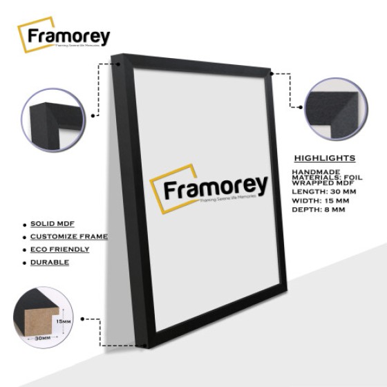 (120x80 cm) Bingkai Foto Hitam Matte / Bingkai Dekorasi Dinding / Bingkai Poster Motif Kayu / Bingkai Cetak Foto