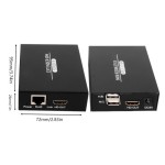 KVM Extender HDMI – 197ft (Sekitar 60m), 1920x1080P 60Hz, Kontrol Jarak Jauh & POC, 100-240V, Steker EU